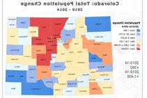 Demographics graphic showing a map of Colorado counties. 